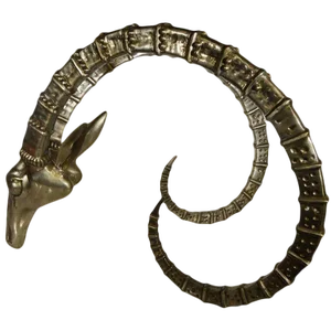 Silver Plated Bronze Detailed Antelope Head From 20th Century, Thailand
