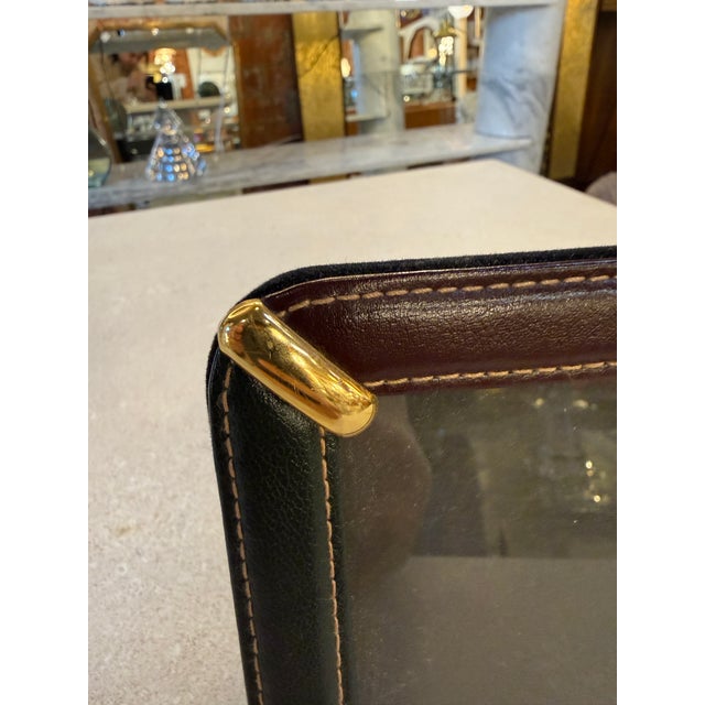 Italian Leather Picture Frame With Gilt Metal Corner Accents, 1970s For Sale - Image 4 of 6