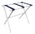 White Wood Bamboo Inspired Luggage Rack with 3 Navy Nylon Straps For Sale