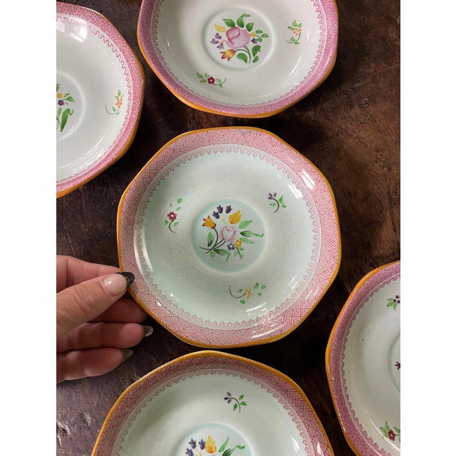 Ceramic Vintage Calyx Adams 6” Saucers - Set of Seven (7) For Sale - Image 7 of 8