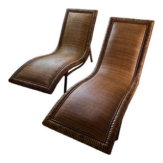 Palecek Chaise Lounge Chairs - a Pair For Sale