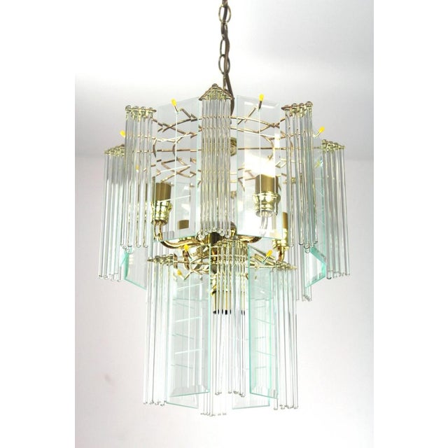 Orion Chandelier with Glass Hangings, Rods and Cut Glass Panels, 1960s For Sale - Image 9 of 16