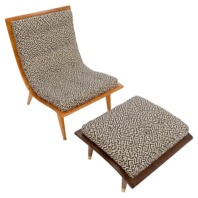 Mid-Century Modern bent plywood scoop shape chair & ottoman on dowel legs Mint! Ottoman: 24 x 23 x 31, seat height: 14.5.