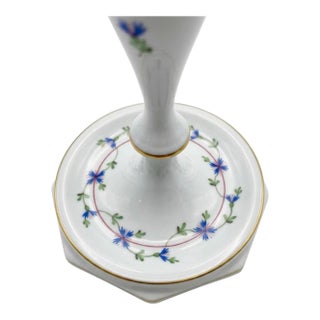 Herend Hungary Cornflower "Petite Blue Garland" Porcelain Candlestick For Sale