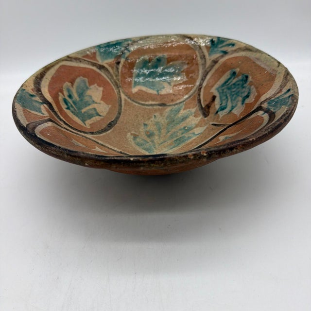 19th Century Spanish Glazed Terracotta Lebrillo Bowl With Leaf Motif - 10.5" For Sale - Image 15 of 17