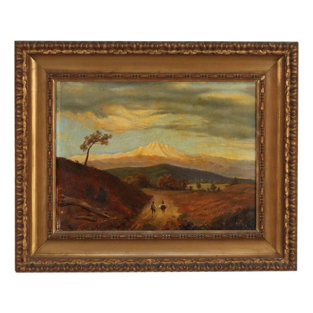 Countryside Glimpse with Figures, Oil Painting, 1800s, Framed For Sale