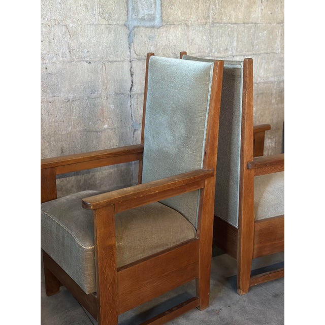 1930s Wouda Style Dutch Haagse School Chairs in Velvet, Pair For Sale - Image 5 of 12