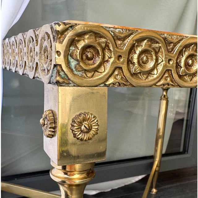 Gold Vintage Side Table in Bronze, Brass and Onyx, Italy, 1960s For Sale - Image 8 of 10
