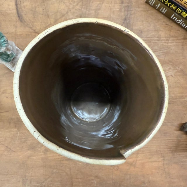 Textured Cylinder Cream & Ochre Prem Vase with Bark Design For Sale - Image 9 of 10