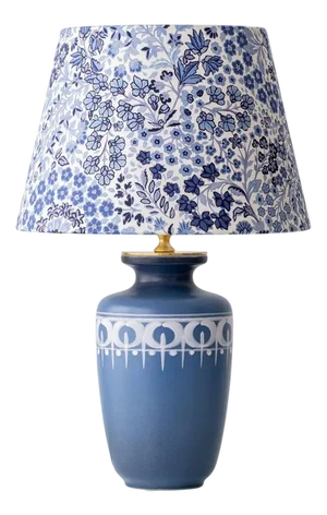 Dutch Gouda Blue Ceramic Table Lamp with Liberty Floral Shade