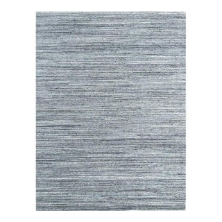4x6 Gray Hand-Knotted Wool Texture Geometric Modern Carpet Rug For Sale