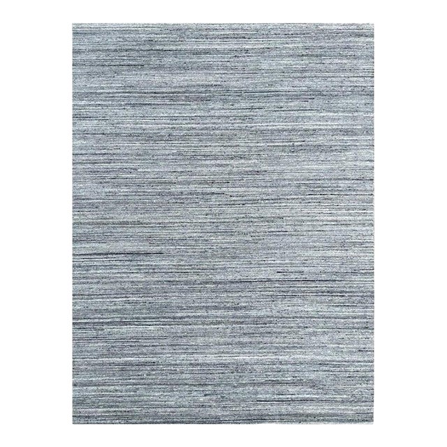 4x6 Gray Hand-Knotted Wool Texture Geometric Modern Carpet Rug For Sale