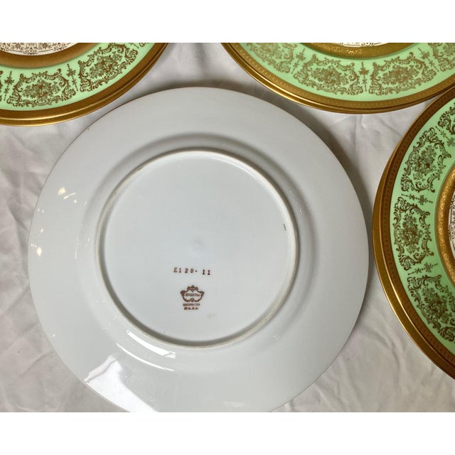 Ceramic Mid 20th Century Apple Green and Gilt Service Plates - Set of 11 For Sale - Image 7 of 8