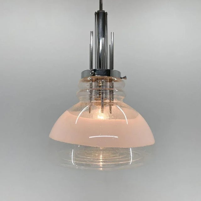 AVMazzega Murano Glass and Chrome Pendant by Mazzega, Italy, 1960s For Sale - Image 4 of 14