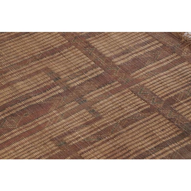 1950s Square Vintage Tuareg Mat, Tribal Geometric Motifs in Beige-Brown - Rug & Kilim For Sale - Image 5 of 10