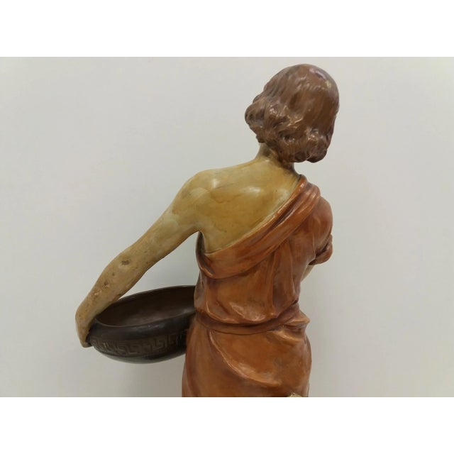Czechoslovakian Art Deco Terracotta Girl Statue, 1930s For Sale - Image 12 of 18