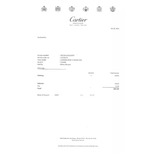 Metal Cartier Trinity Diamond 18k Tricolor Gold Rolling Band Ring Size 6 W/Paper For Sale - Image 7 of 7