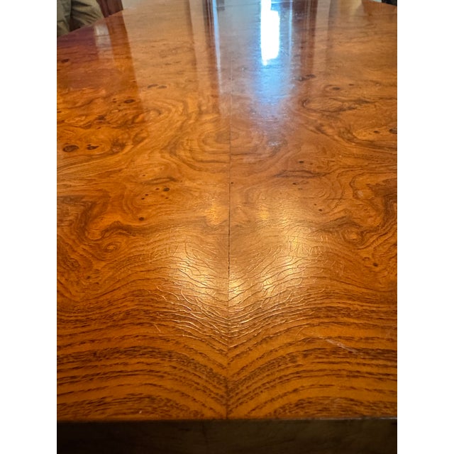 Henredon Mid 20th Century Monumental Henredon-Attributed Burl Wood Extension Dining Table For Sale - Image 4 of 9