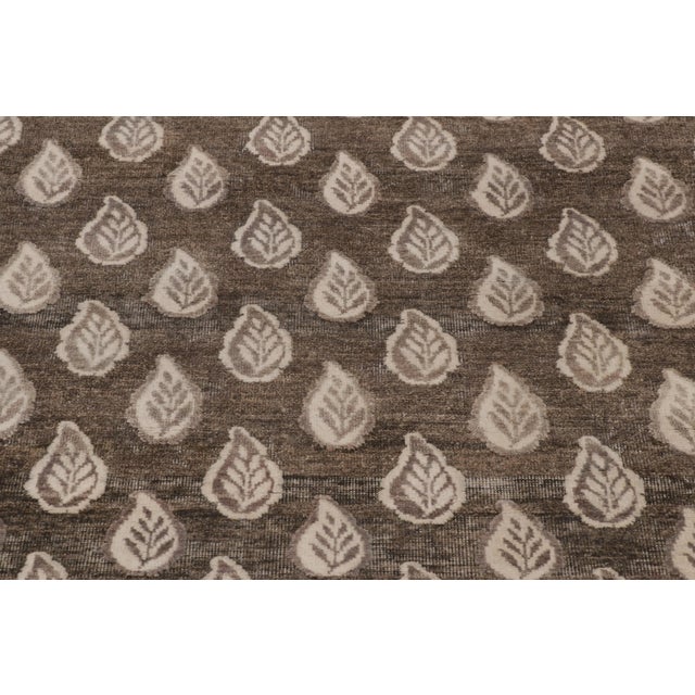 2010s Rug & Kilim's Block Print Runner Rug, Rich Brown With Light Floral Patterns For Sale - Image 5 of 10