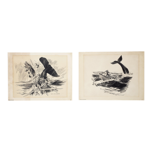 Vintage Original Robert James Pailthorpe High Quality Prints of His Charcoal Drawings of Early Whaling