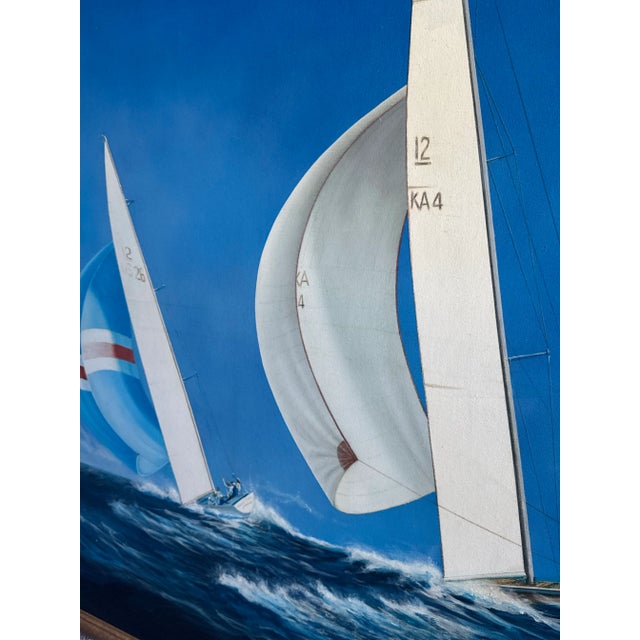Nautical Oversized “Regatta” Acrylic Original Painting For Sale - Image 3 of 8