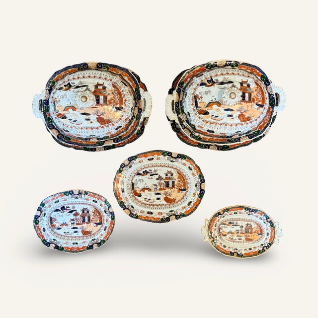 This Mason’s Ironstone “Pekin Japan” pattern collection consists of 2 soup tureens with 5 under-plates, 2 of which go...