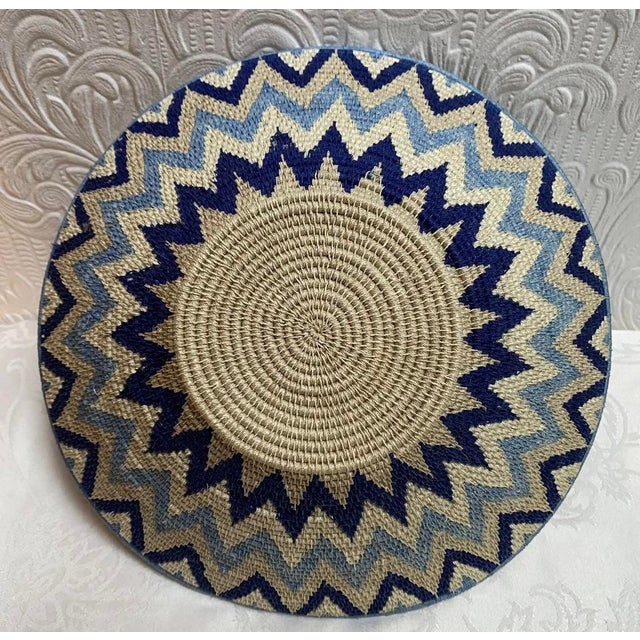 1980s Vintage Hand Woven Chevron Native American Style Tribal Basket For Sale - Image 4 of 9