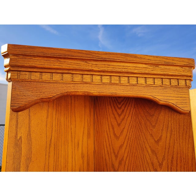 Vintage Pair of Traditional Style Solid Oak Corner Shelving Units / Etageres For Sale - Image 4 of 9