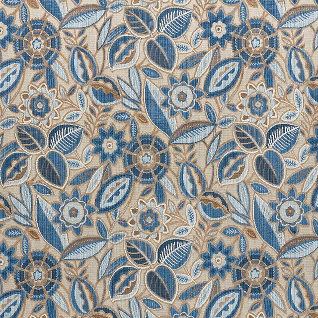 Schumacher Garland Velvet Fabric in Blue For Sale