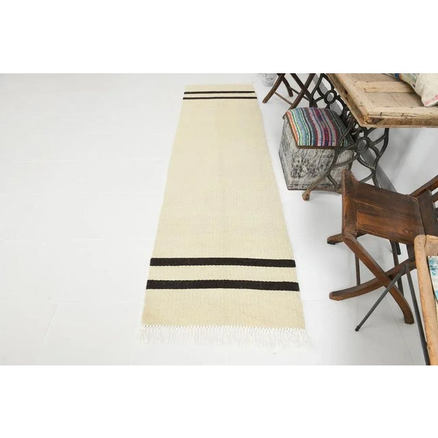 Beige Striped Hemp Runner Rug For Sale - Image 9 of 18