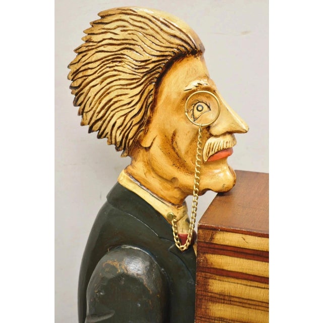 Late 20th Century Late 20th Century 52" Tall Figural Librarian Man Holding Stack of Books Statue Storage Cabinet For Sale - Image 5 of 12