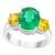 3 Carat Oval Cut Colombian Emerald and Yellow Sapphire 18 Karat Gold Ring For Sale