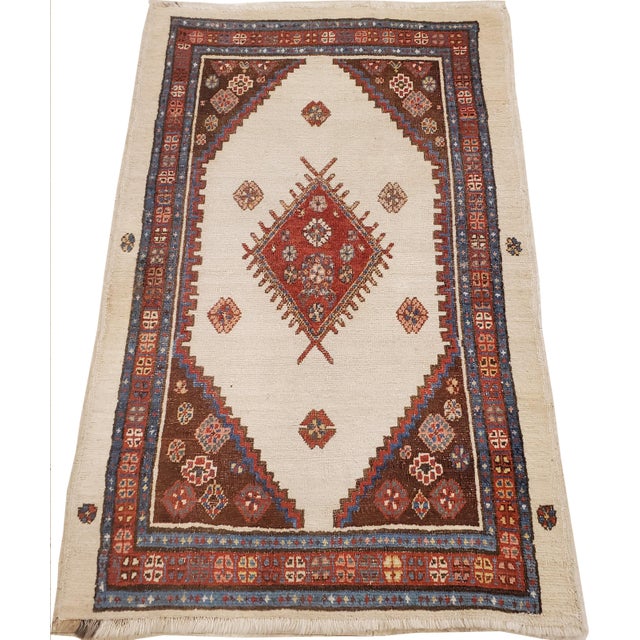 Antique Persian Bakhshaish Carpet, Handmade Wool Oriental Rug, Ivory and Rust For Sale In New York - Image 6 of 14
