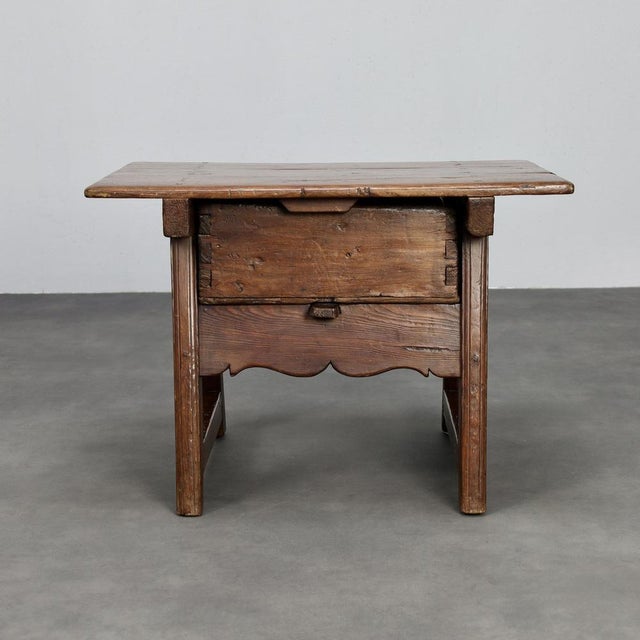 Antique Wooden Side Table with Drawer, 1700s For Sale - Image 4 of 11