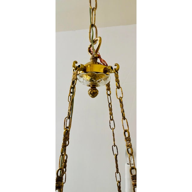 French Myran Allan Luxury Lighting Italian French Gold Bronze-Cast Petite Chandelier For Sale - Image 3 of 7