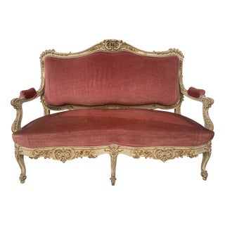 Louis XV Style Bench in Lacquered and Gilded Beechwood For Sale