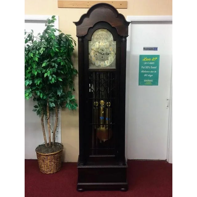 Art Deco Antique Grandfather Clock Herschede Clock Tubular Tall Clock Solid Wood Mahogany For Sale - Image 3 of 8