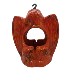 1970s Red Orange Eagle Hanging Candle Holder Planter