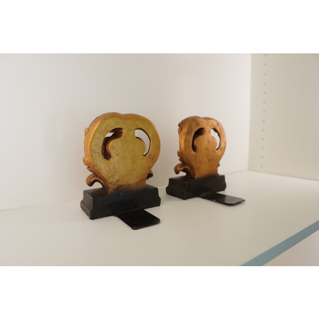 1990s Italian Hollywood Regency Borghese Gold Baroque Bookends For Sale - Image 16 of 18