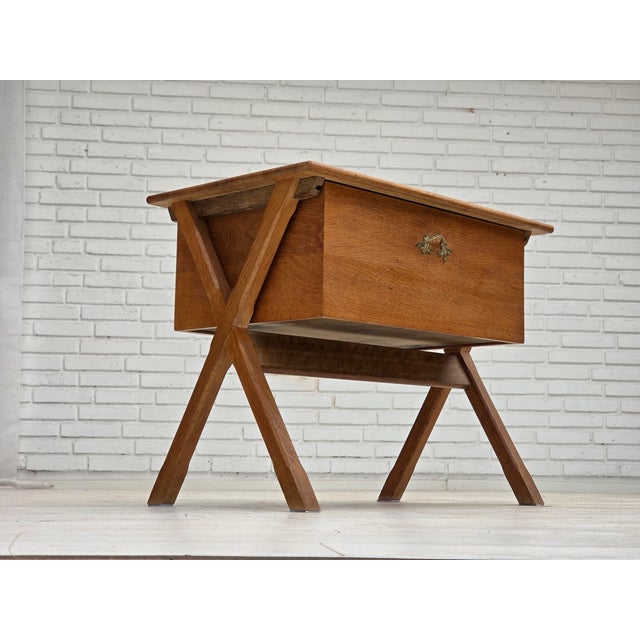 Vintage Scandinavian Side Table with Drawer in Oak and Teak, 1970s For Sale - Image 16 of 18