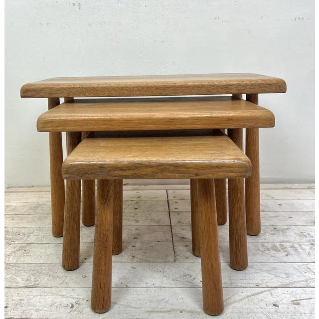 Mid-Century Modern Oak Nesting Tables from Oisterwijk, Netherlands, 1970s, Set of 3 For Sale - Image 9 of 9