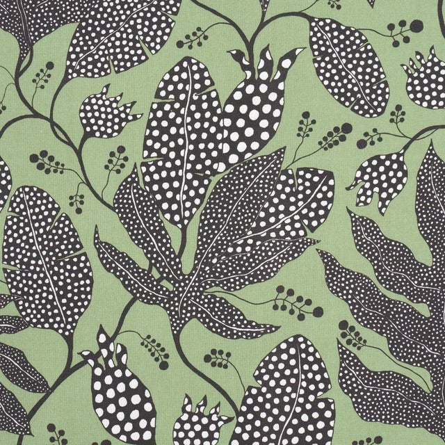 Contemporary SAMPLE - Schumacher x Marian Mcevoy Polka Dot Jungle Fabric In Black & Green For Sale - Image 3 of 4
