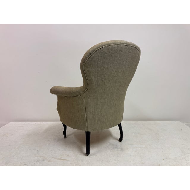 Antique Lounge Chair in Neutral Fabric, 1890s For Sale - Image 9 of 11