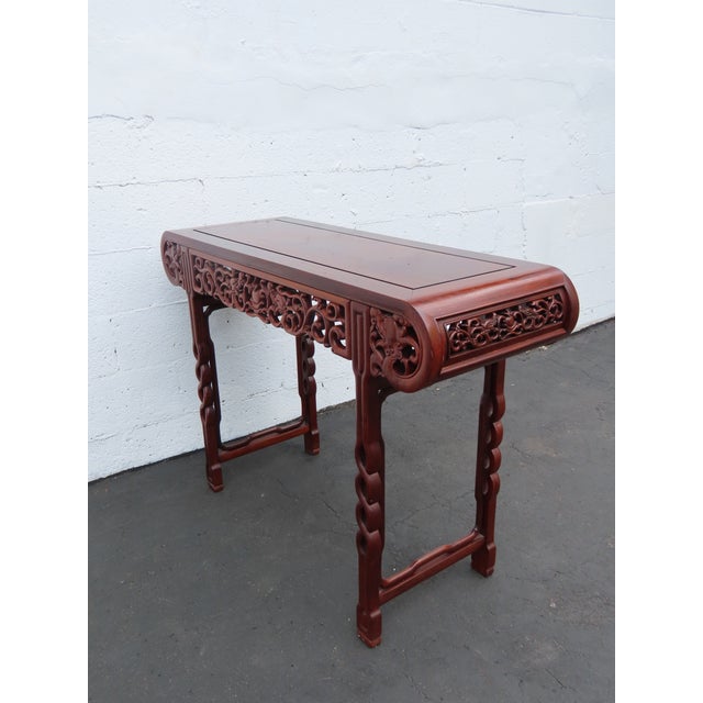 Chinese Chinese High Relief Solid Wood Altar Console Entry Table With Dragons Motif 6560 For Sale - Image 3 of 18