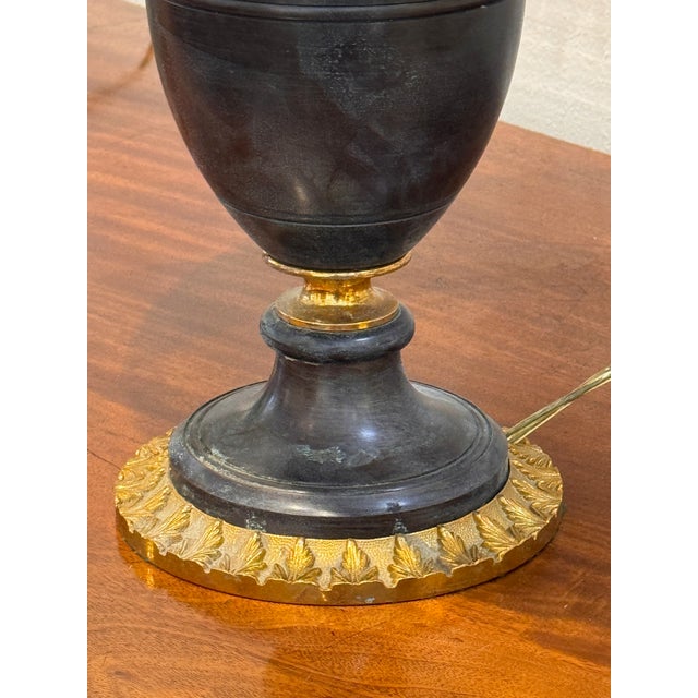 Pair of Empire Style Patinated Bronze Urn Lamps For Sale - Image 4 of 14