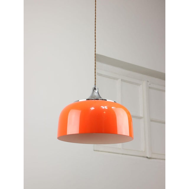 Mid-Century Modern Space Age Orange Pendant Lamp from Guzzini, 1960s For Sale - Image 3 of 15