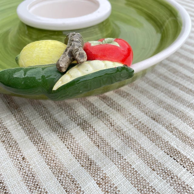 Ceramic Japanese Majolica Fruit Chip Dip Platter For Sale - Image 7 of 9