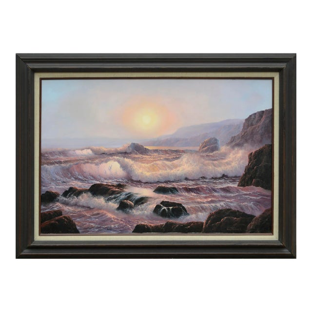 Pacific Ocean Sunset Seascape by Evelyn Woodward For Sale