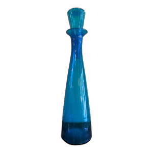 1960s Wayne Husted for Blenko Massive #6138 Floor Decanter in Blue