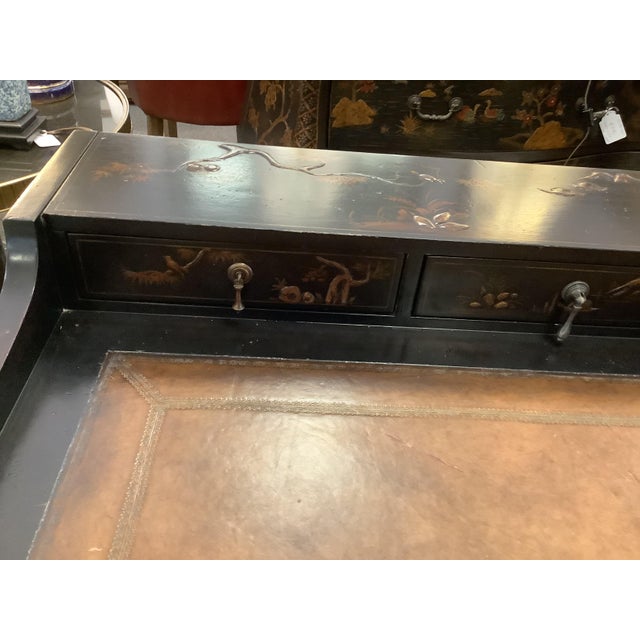 Black Chinoiserie Writing Desk For Sale - Image 4 of 10